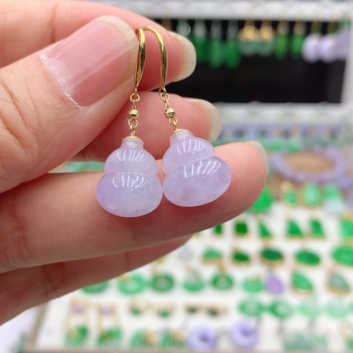 翡翠18K金镶嵌耳饰