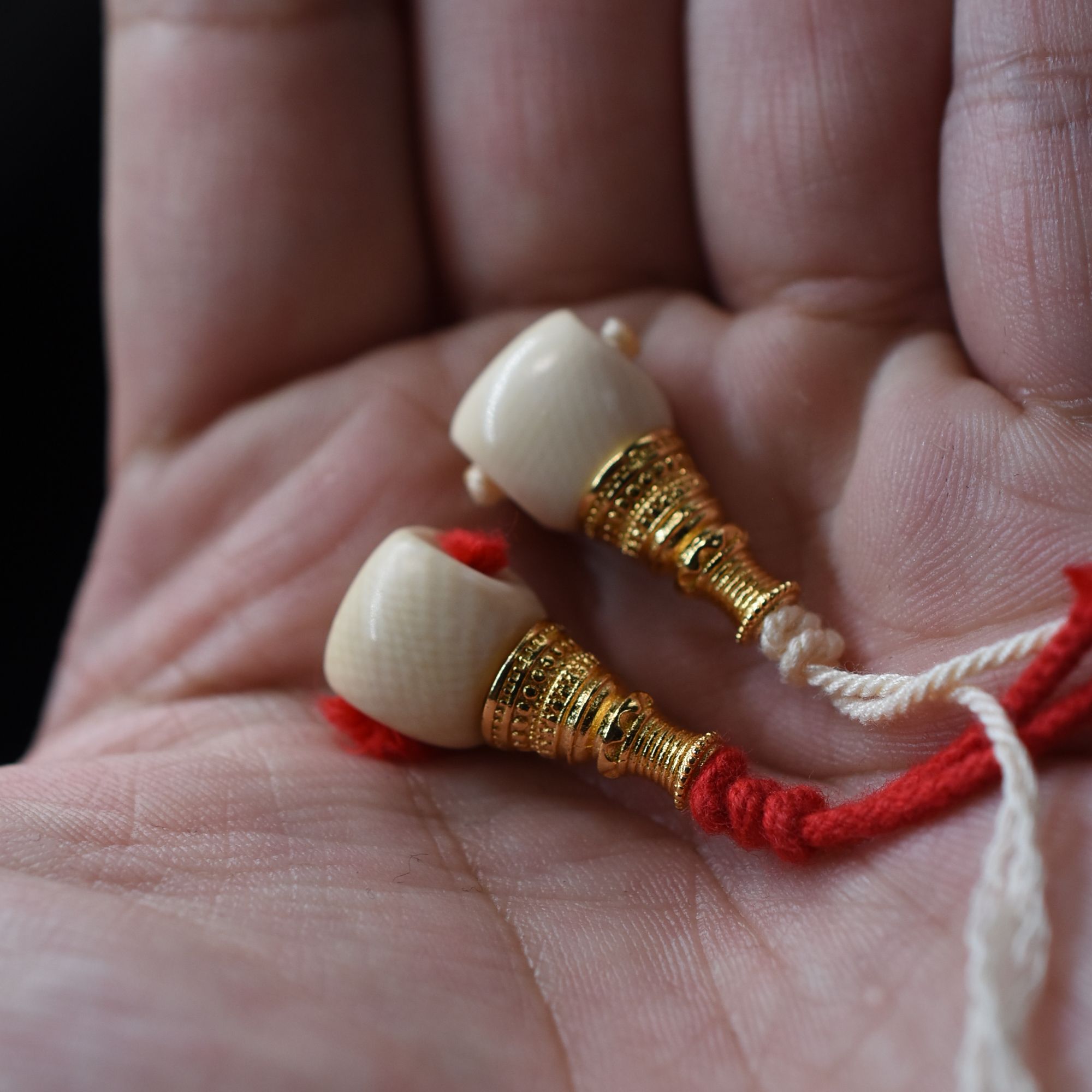 天然保真猛犸牙《冰料》铜塔分体三通/对孔10mm+/适配7mm以下手串