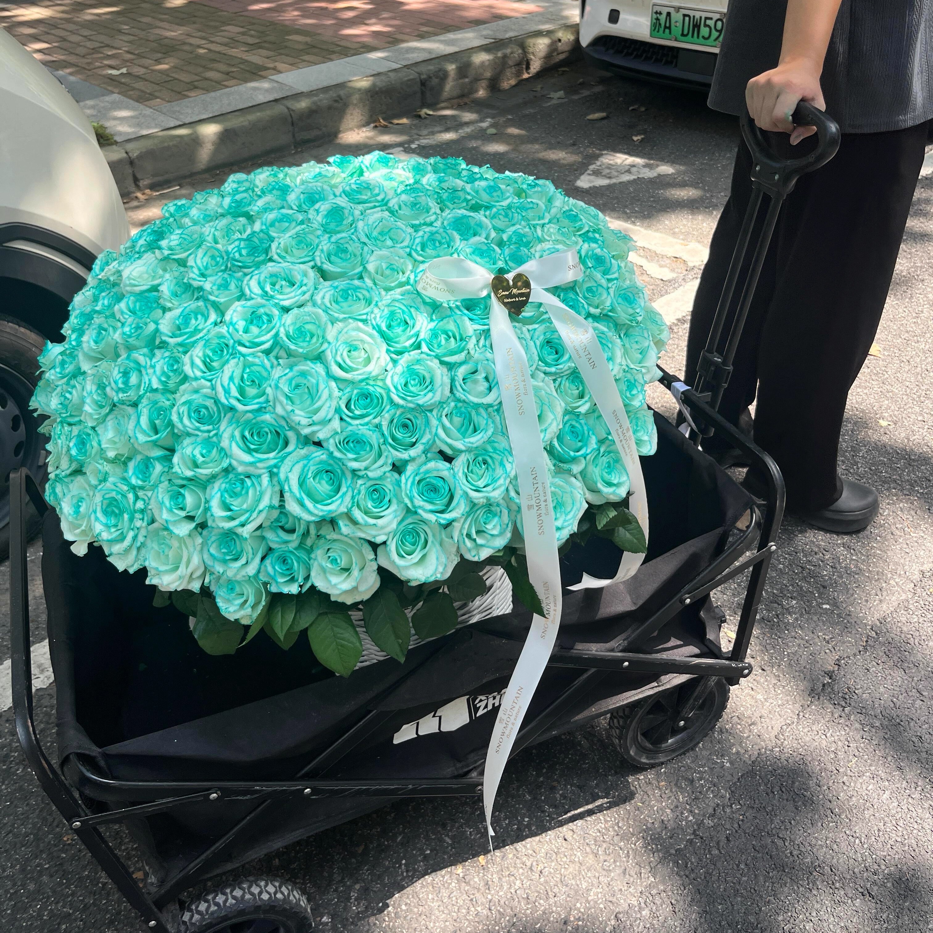 蒂芙尼蓝玫瑰吸色薄荷绿鲜花玫瑰同城门店配送上海杭州广东配送