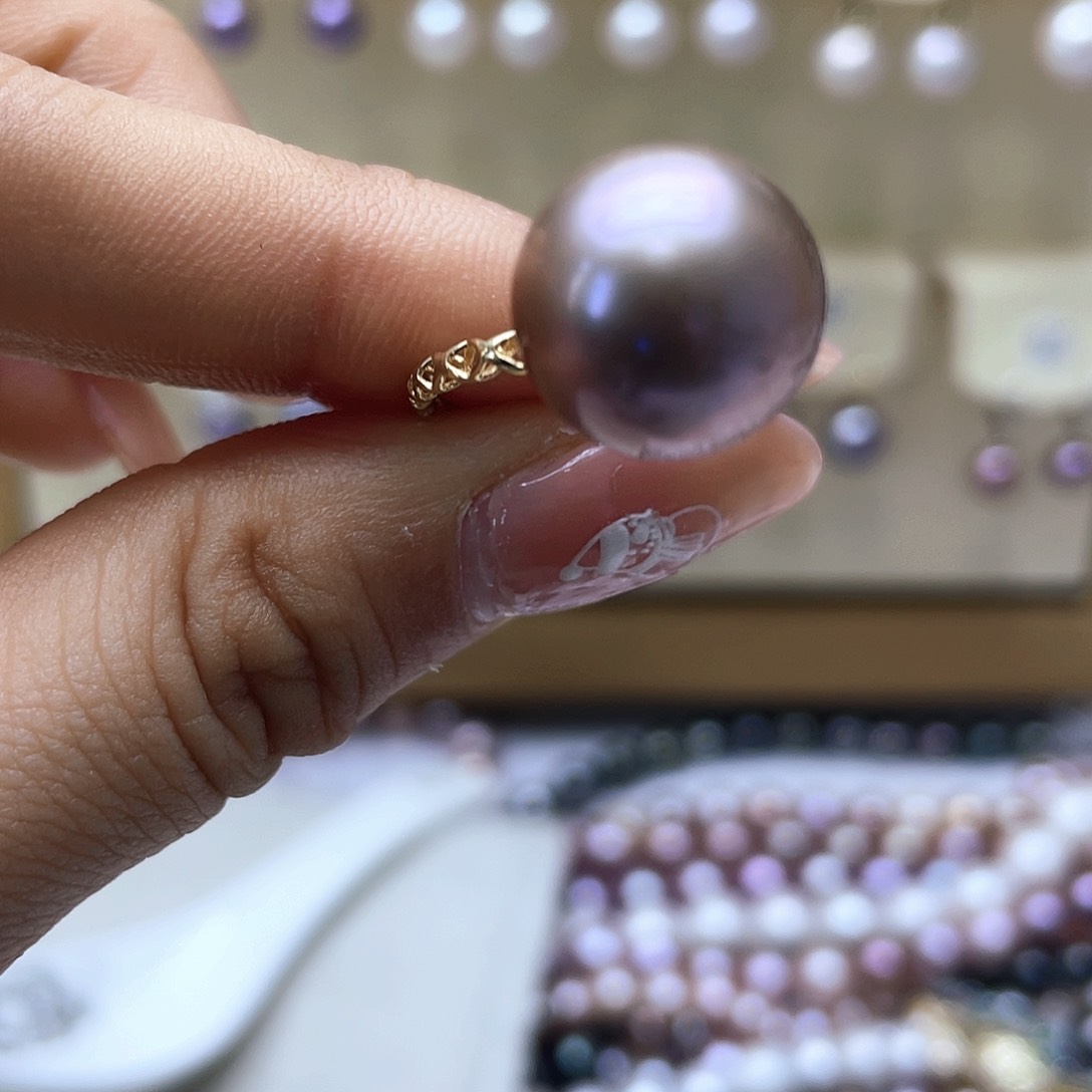 淡水珍珠戒指18K金镶嵌