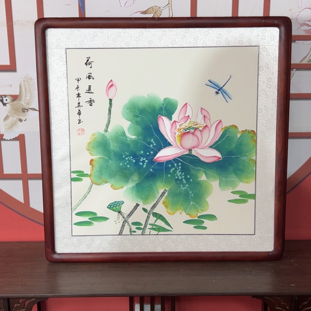 国画带框尺寸63✖️63手绘包邮