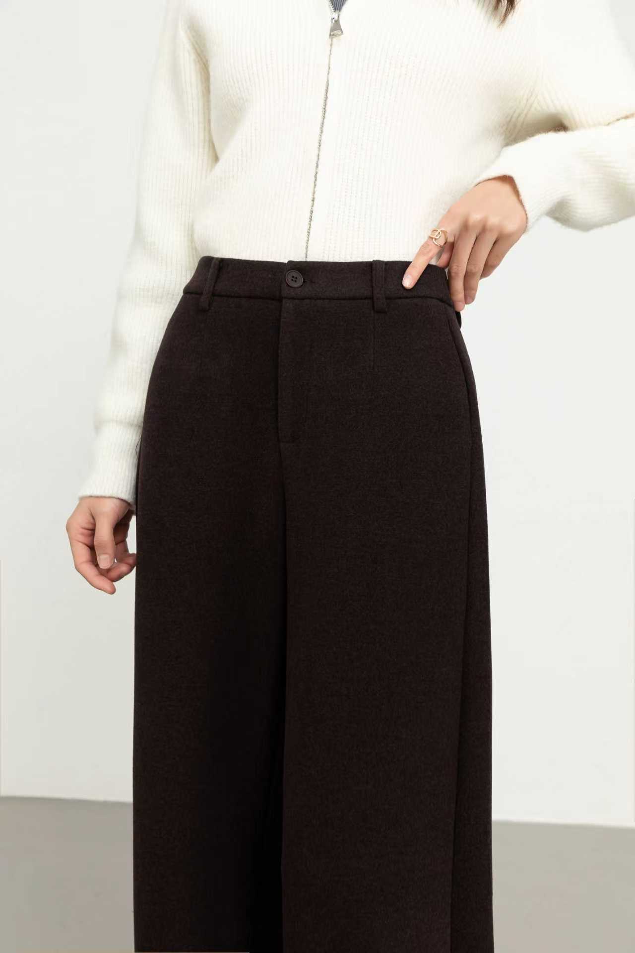 【丽问】秋冬加绒休闲女士高腰十分弯刀裤XS2550005