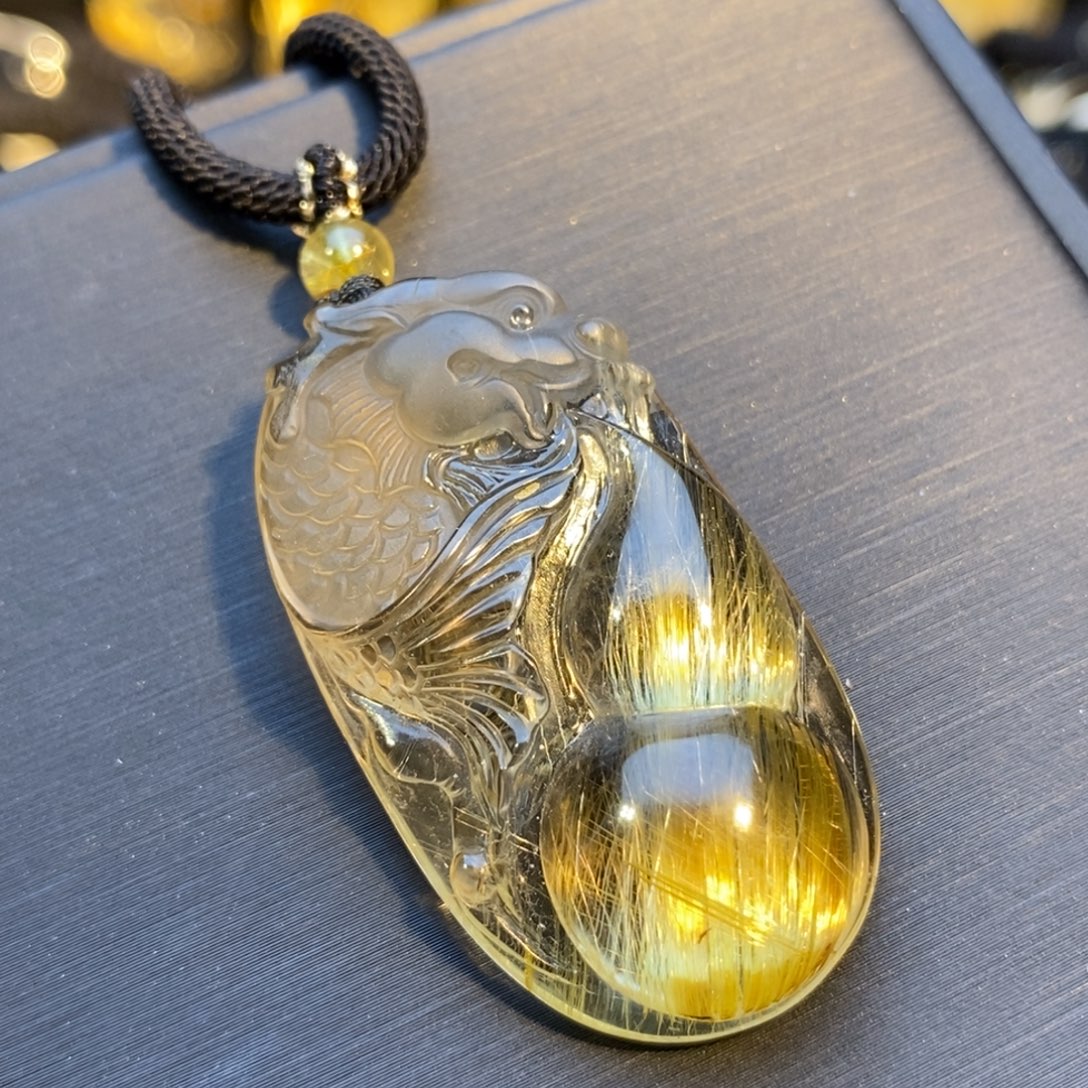 水晶颈饰未镶嵌发晶龙鱼吊坠