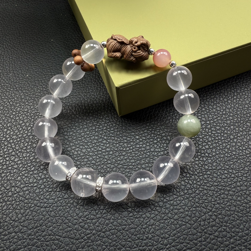 天然粉水晶貔貅设计款手串-Y125多样性发其一