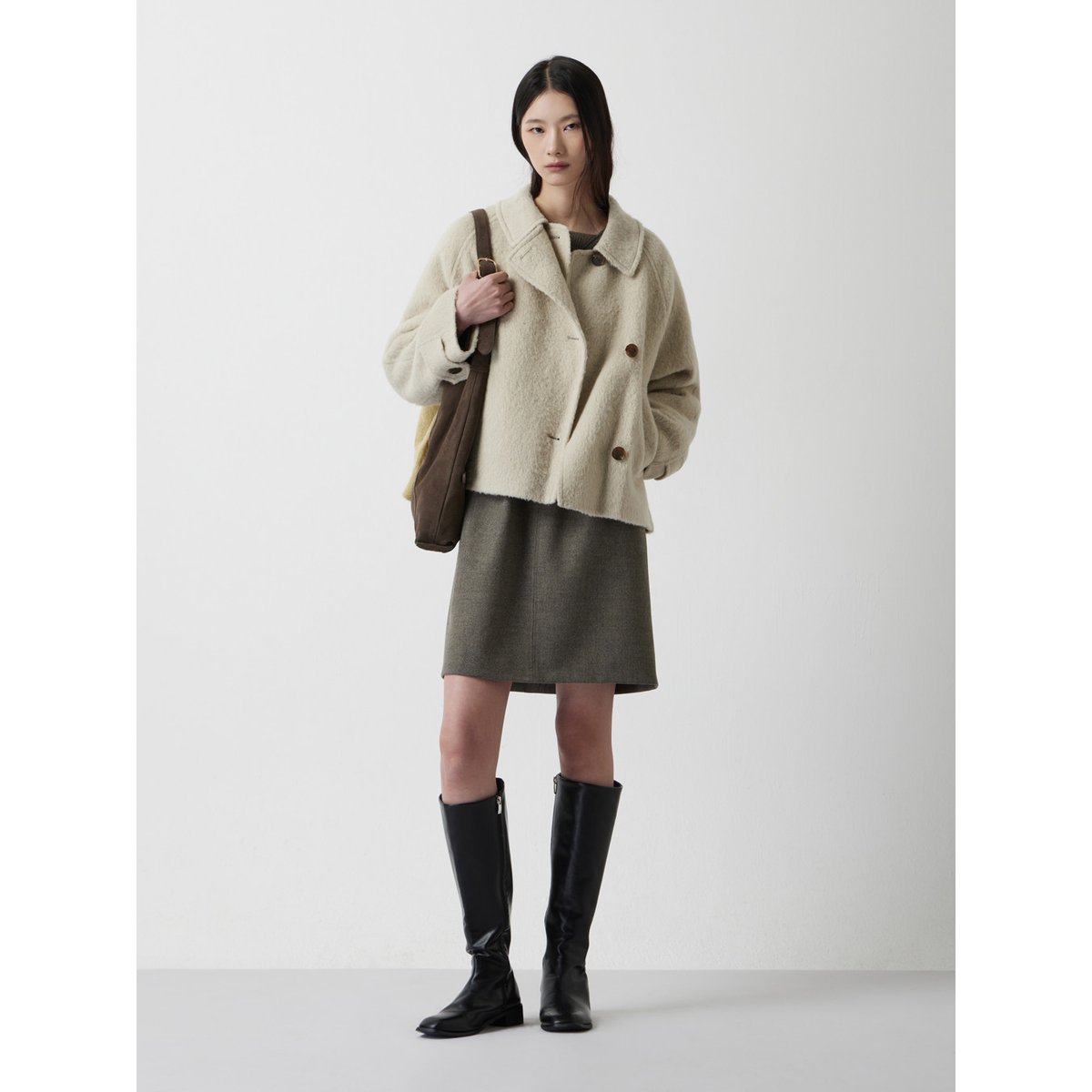 闪闪兒 元zo**oc苏丽羊毛长毛设计感羊毛短外套9742