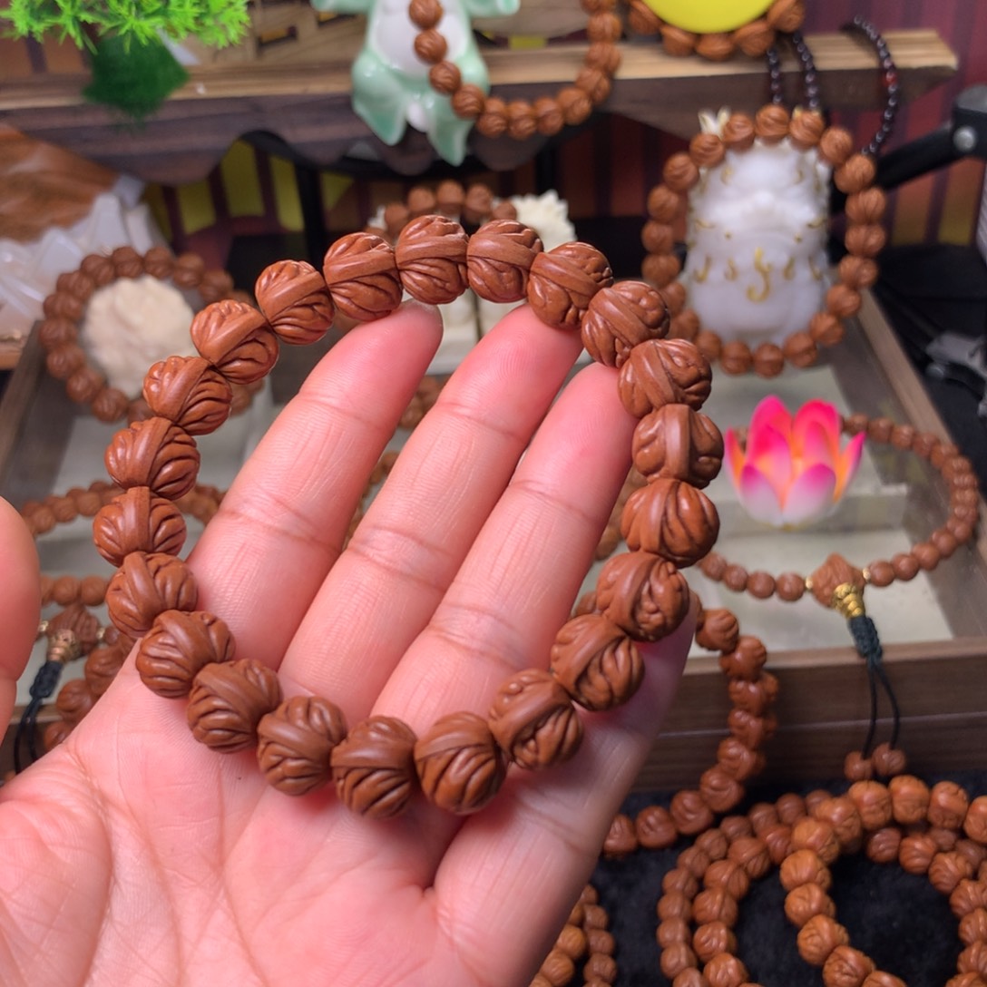 包***八桃核吊坠双脊龙手串原皮14