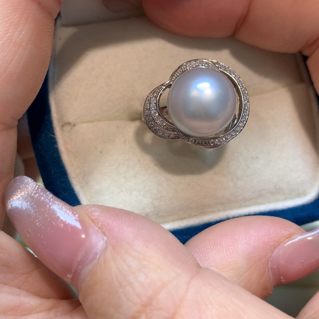 海水珍珠戒指银S925镶嵌