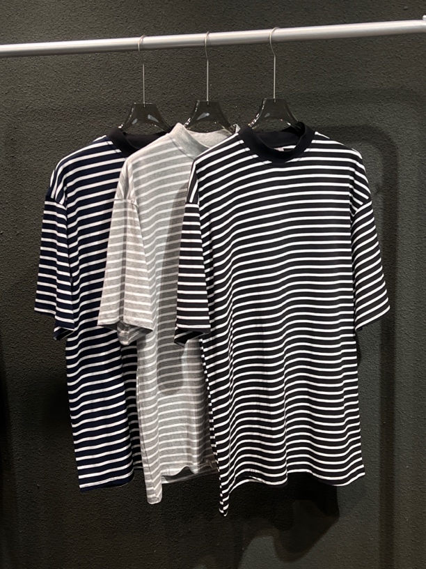 【条纹控】美式小领口短袖纯棉T恤条纹夏季薄款宽松休闲上衣百搭