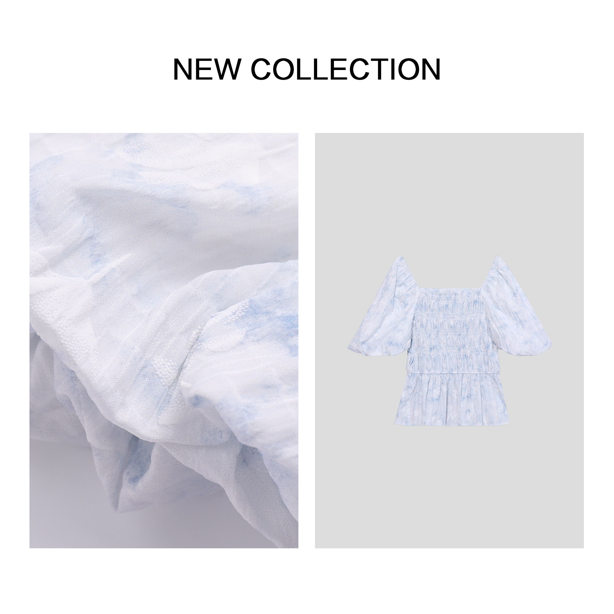 【品牌福利】C1F38002A 优雅轻盈印花泡泡袖上衣