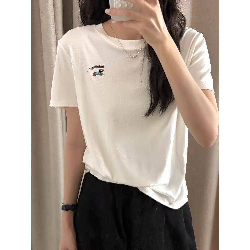 熙兰雅 时尚腊肠狗水溶刺绣夏款短袖 v954 J09248