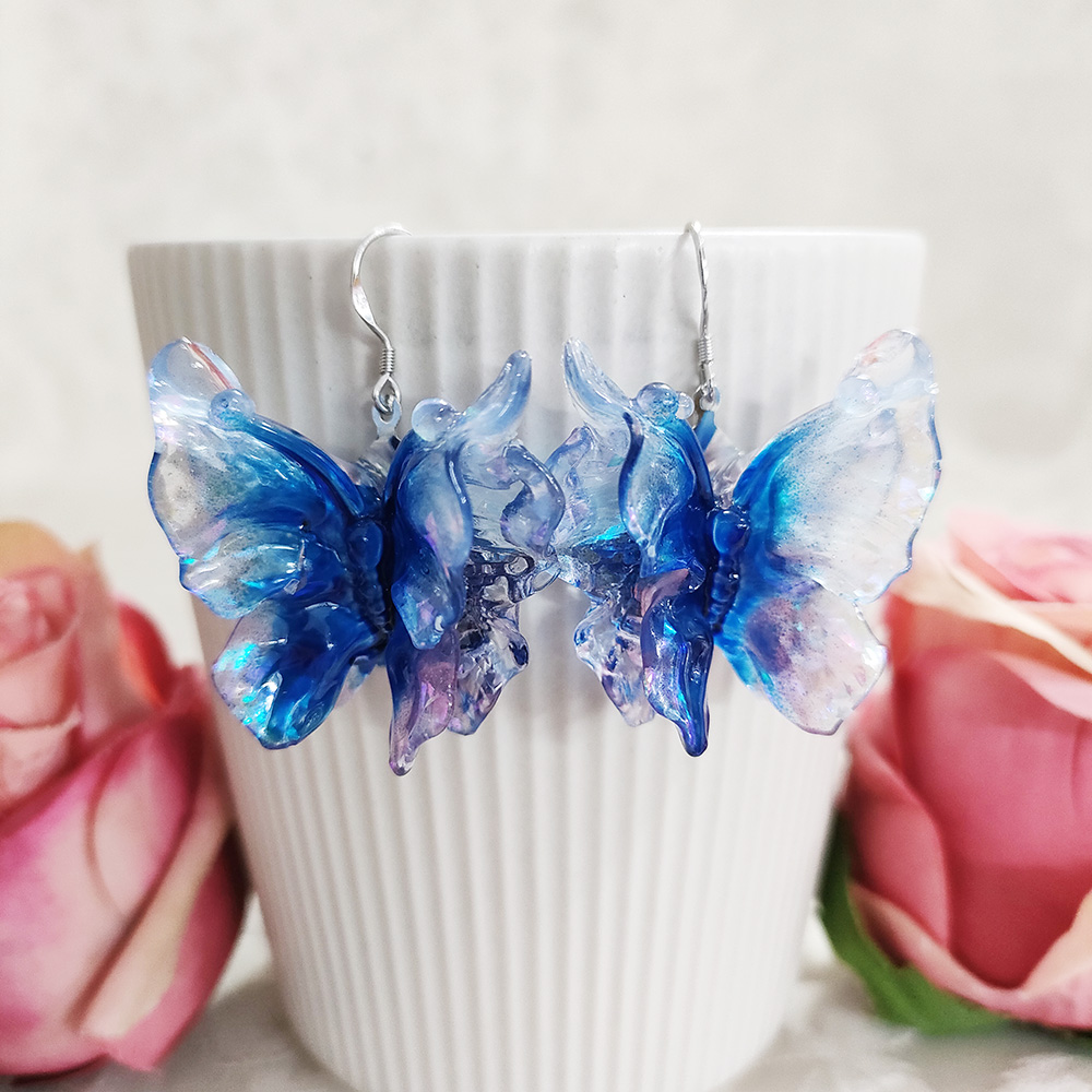 铜合金树脂耳饰 民族风手工蝴蝶吊坠耳环1078