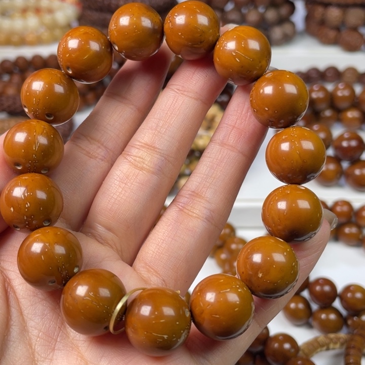 紫金鼠手串15尺寸练手款（黄斑/棕线）