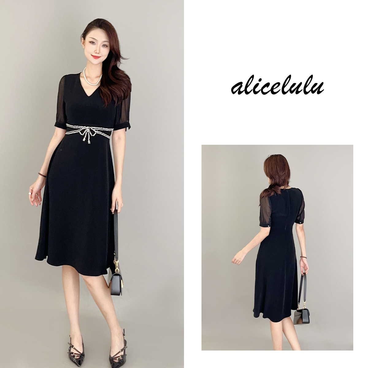 1ALICE“甜心之钻”连衣裙轻奢钉钻华美醋酸S2138539B