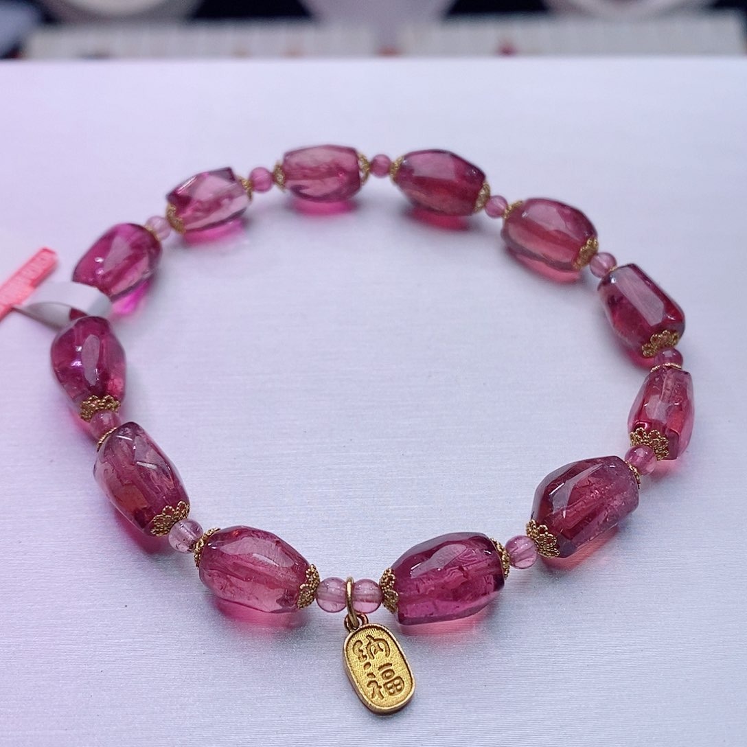 碧玺手链18K金镶嵌碧玺手链