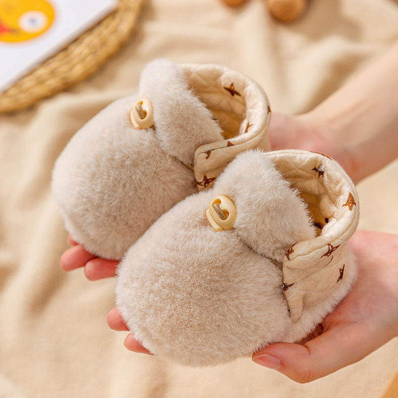 冬季婴儿鞋子冬季0-6-12月新生儿保暖鞋冬加绒步前棉鞋宝宝软底学