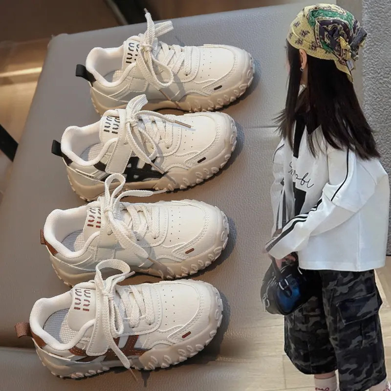 男童鞋子运动鞋秋季儿童老爹鞋男孩跑步中大童学生小白鞋WL