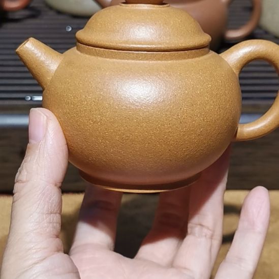 ៚***4茶壶紫砂大智若愚壶半手