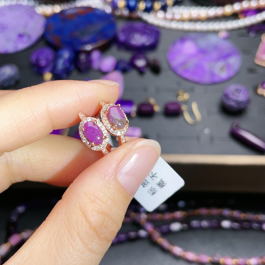 苏纪石（舒俱来）耳扣银S925镶嵌