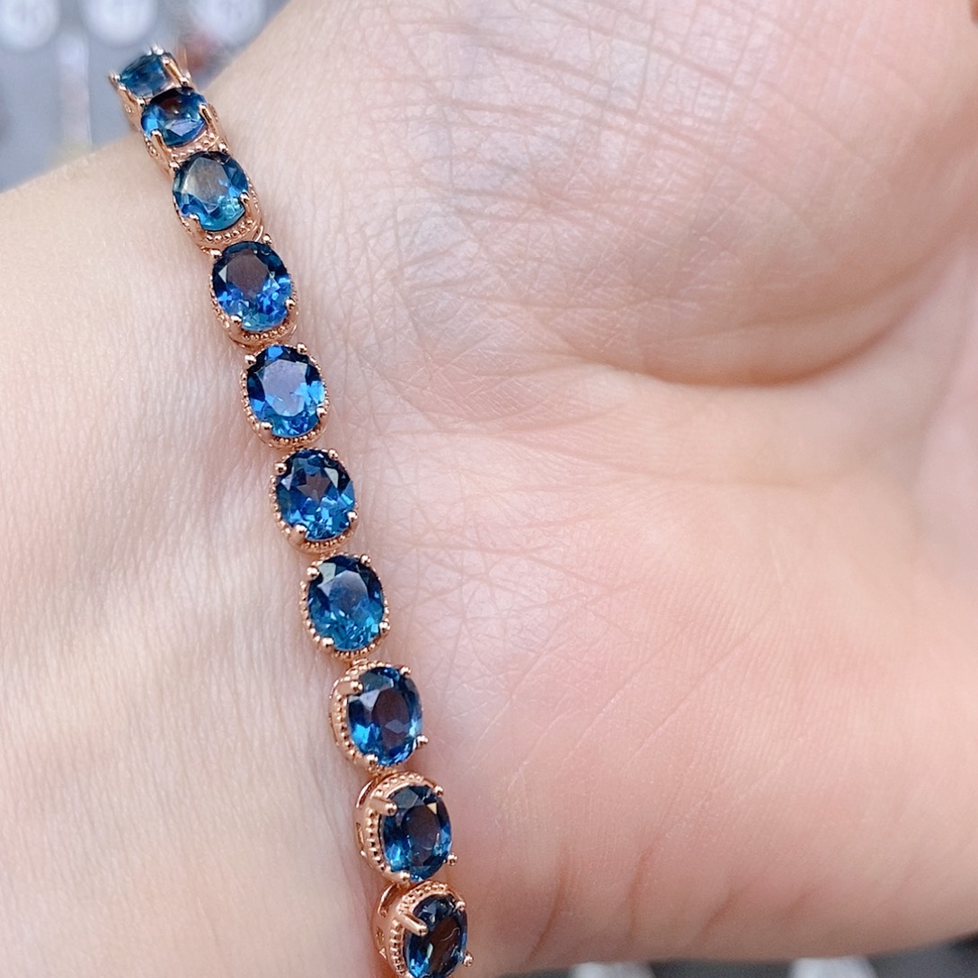 银S925镶嵌手链托帕石