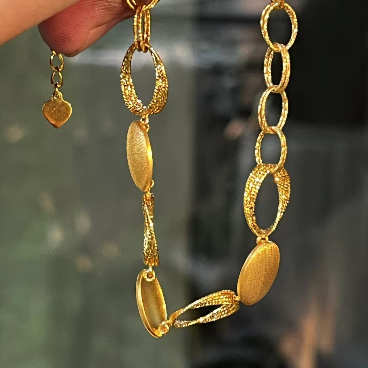 足金999丝绸金光环手链5G工艺