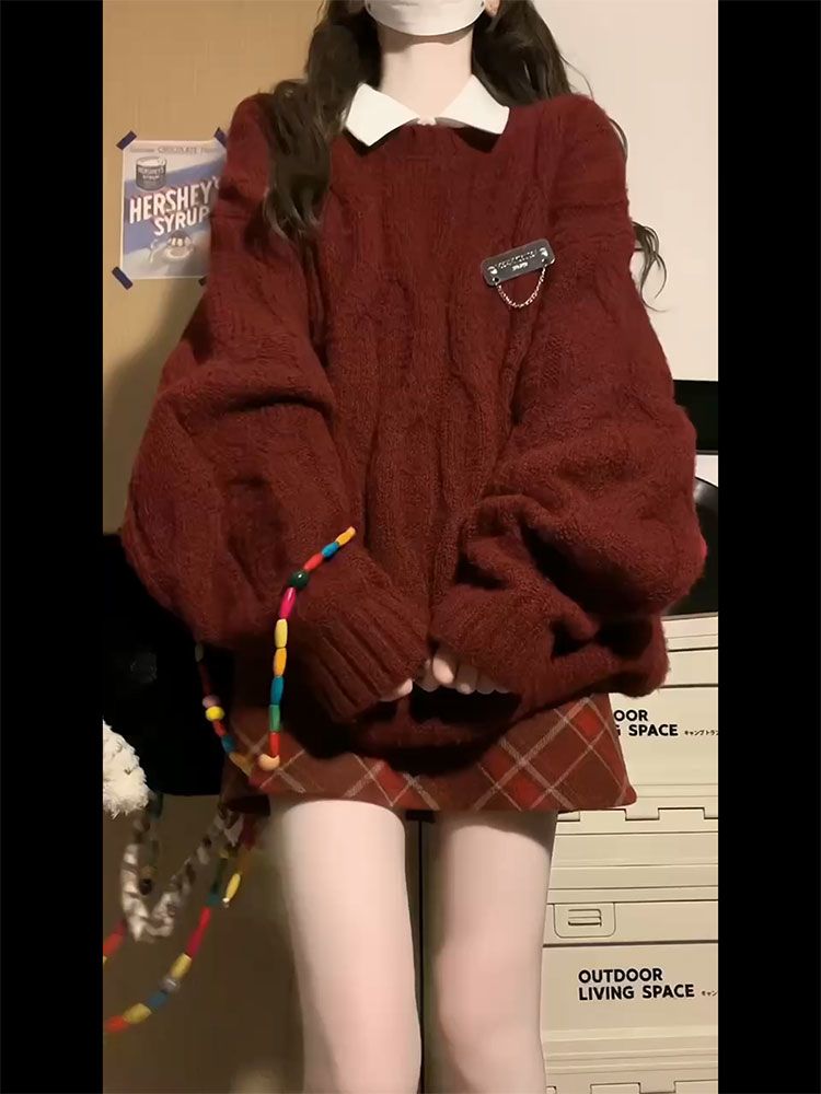 MM1直播专用女士针织休闲时尚毛衣宽松复古秋冬百搭韩版