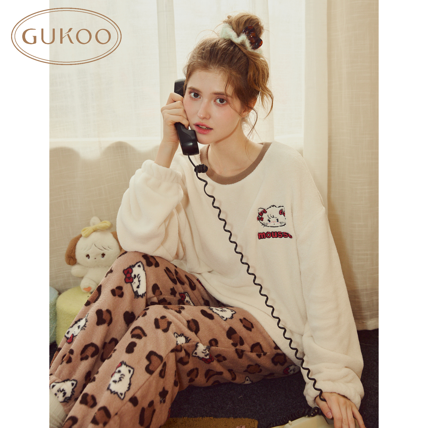 【琦儿专属】Gukoo果壳睡衣女冬季mikko联名新款保暖女士家居服套装