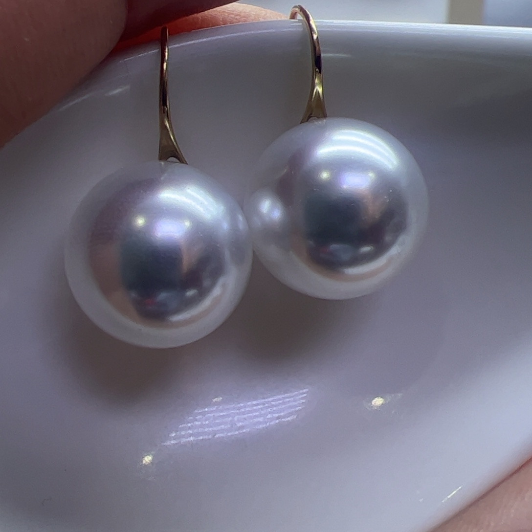 淡水珍珠耳饰18K金镶嵌