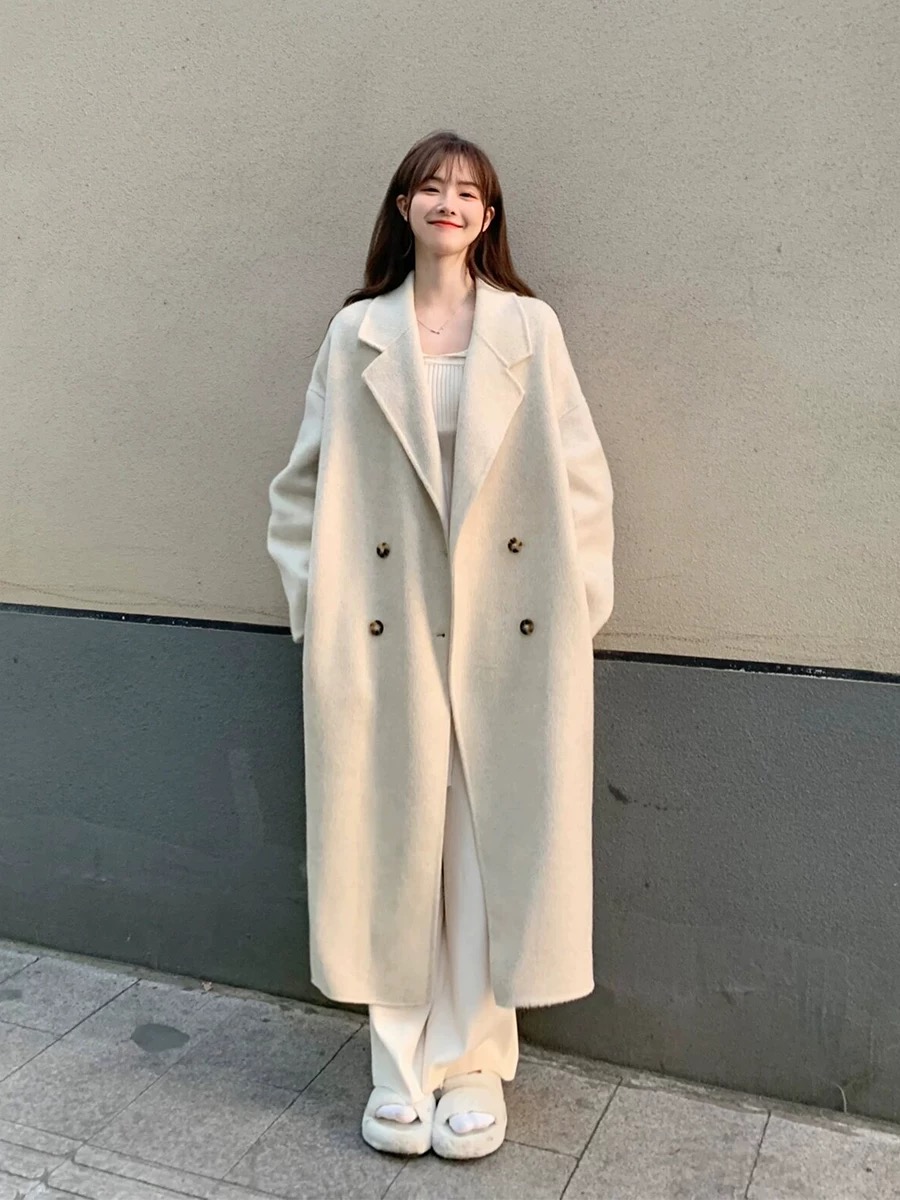 【冬日恋暖】韩版大衣直筒宽松加厚加棉毛呢外套115