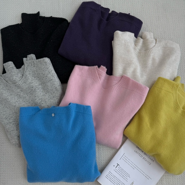 ［春春定制］全羊毛新款韩版百搭修身显瘦时尚圆领针织长袖上衣6878