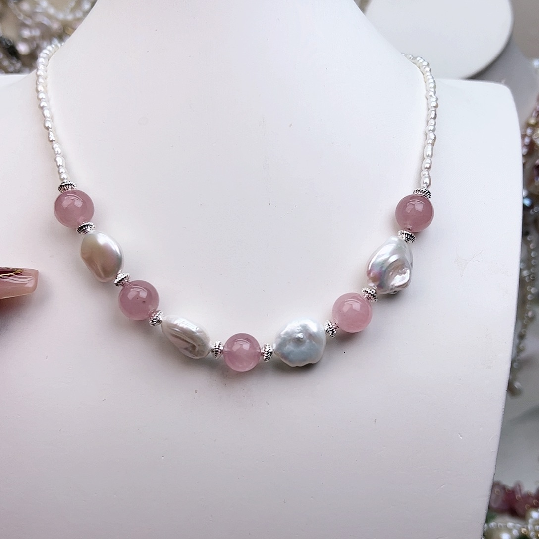 淡水珍珠颈饰银S925镶嵌