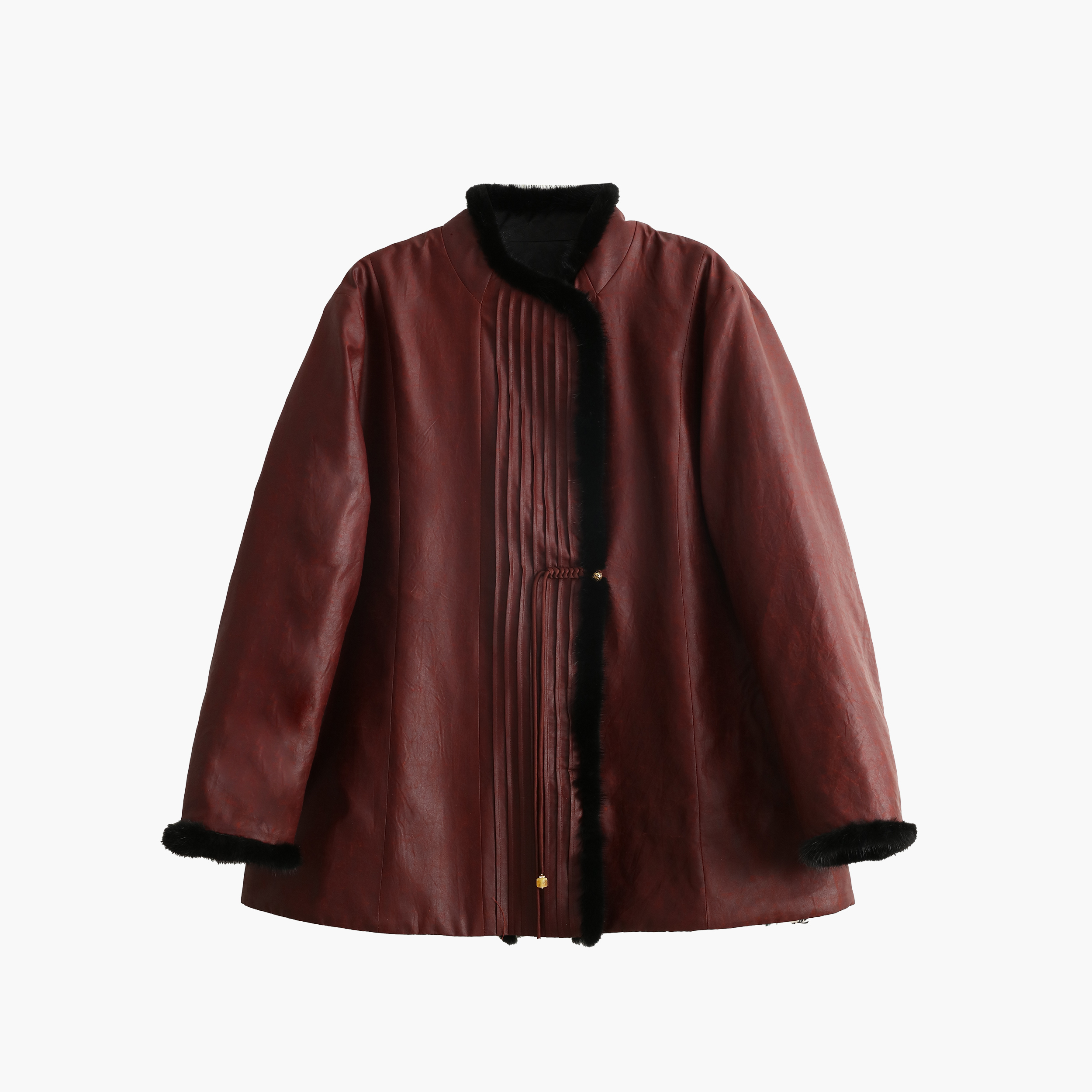 【水貂领龟纹棉上衣】100%桑蚕丝香云纱填充100%桑蚕丝dz161