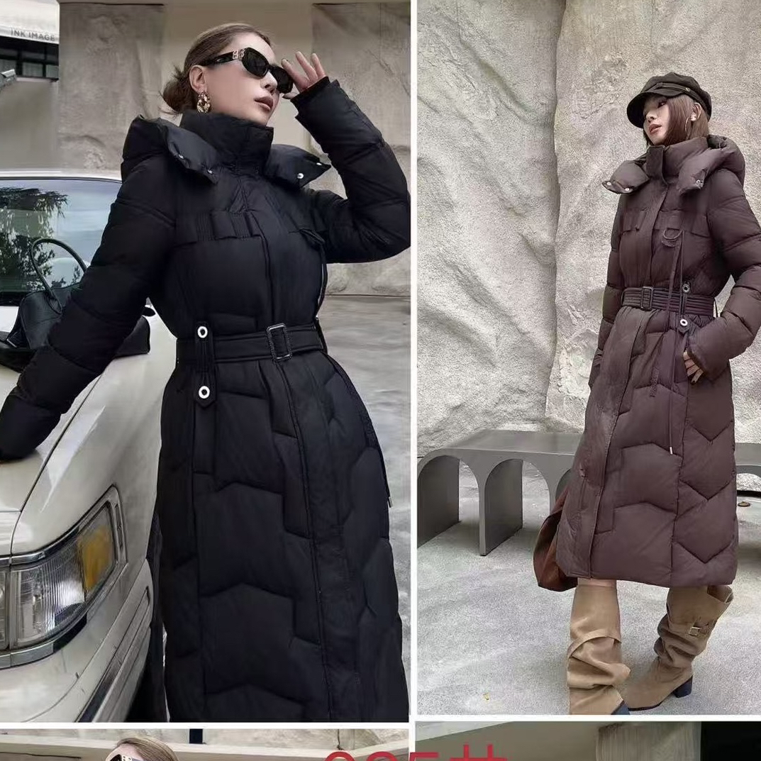 设计感高端气质时尚仿版绒服女长款过膝，新款收腰显瘦洋气(085) 