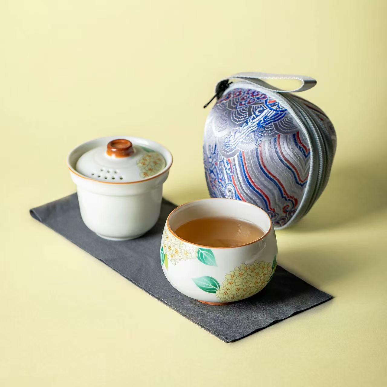 汝窑绣球花旅行茶具1276