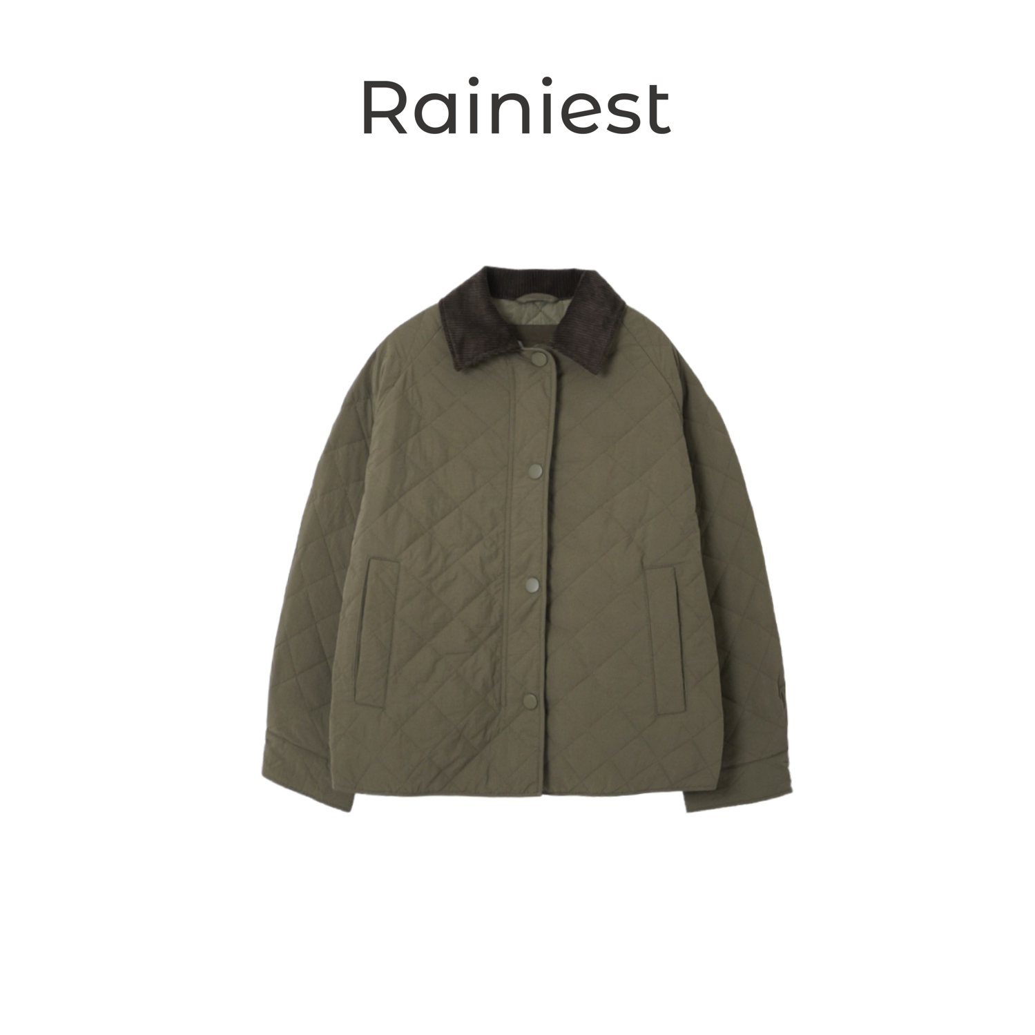 雨哥Rainiest菱格撞色翻领棉服外套S259O042K1