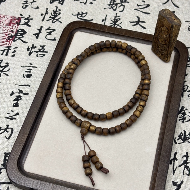沉香奇楠沉香鼓珠多圈沉香手串6.5mm克重16g