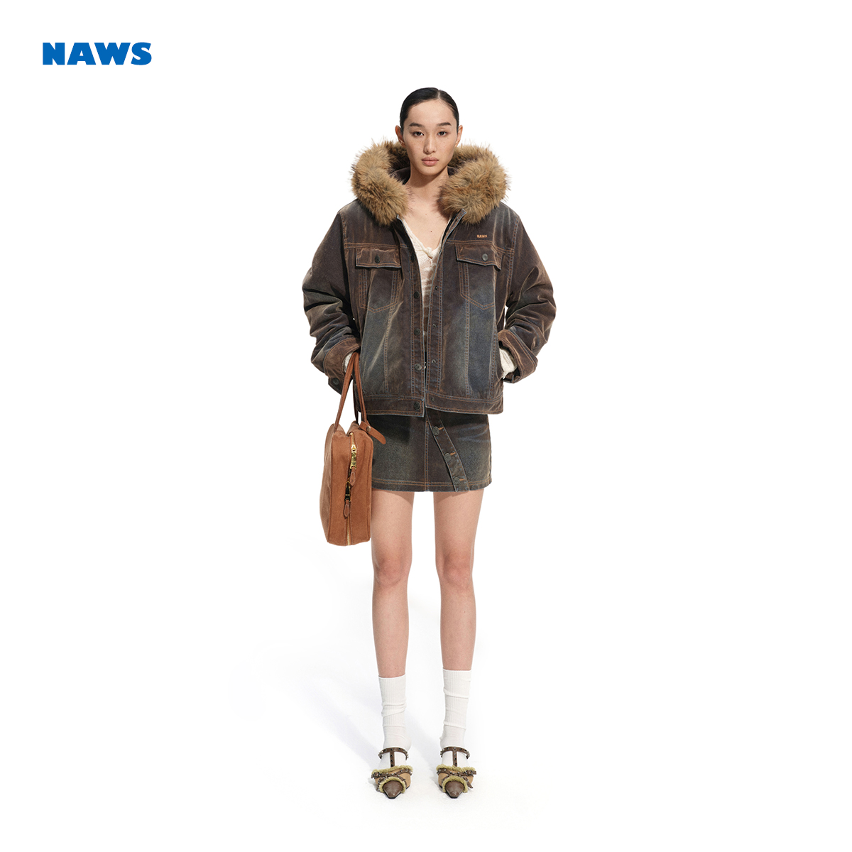 NAWS 罗斯廓形牛仔棉服【罗斯系列】水洗廓形短外套