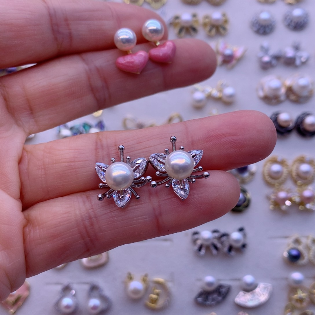 淡水珍珠耳饰合金