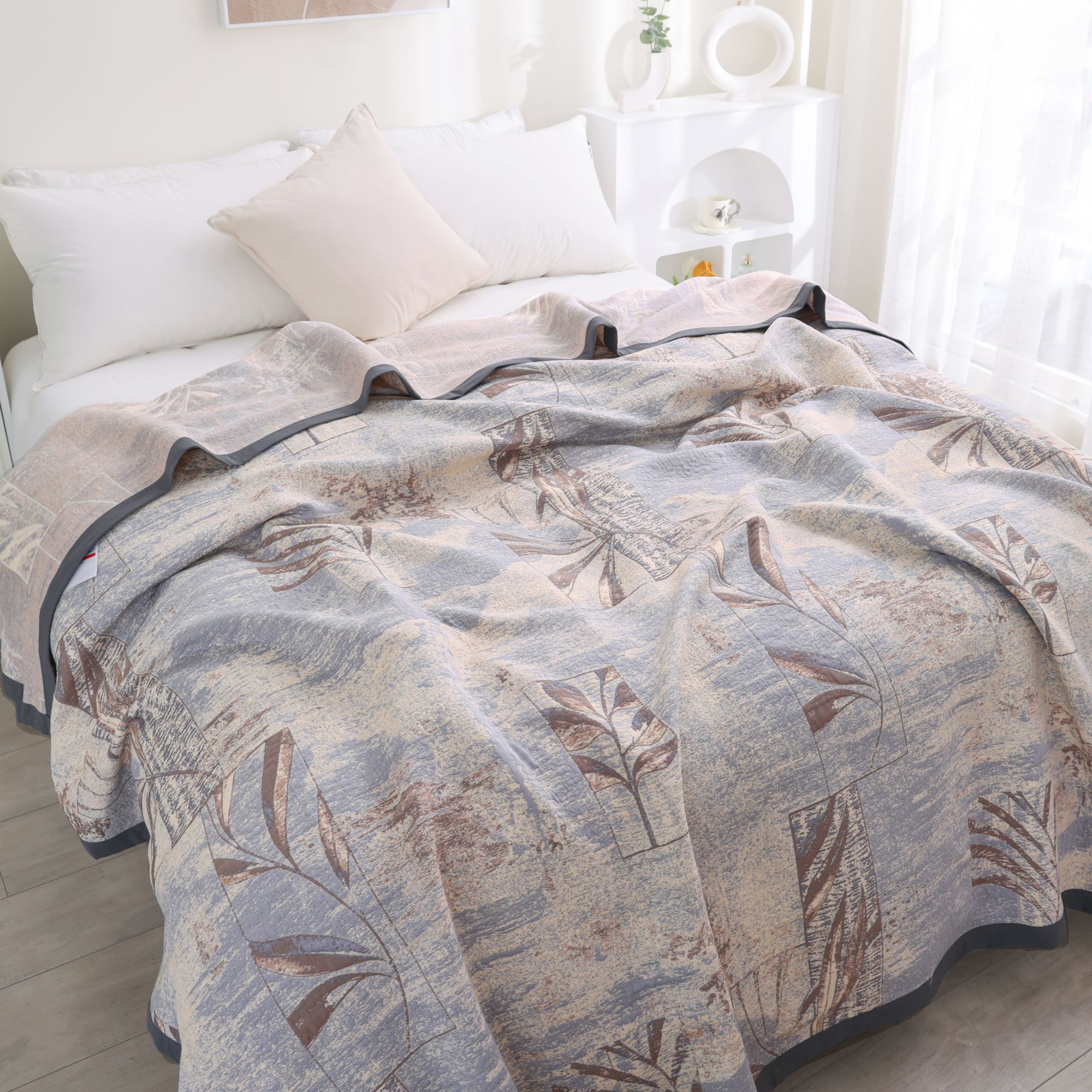 【盖毯】意式奢华驼绒软棉毯  240*250cm  青叶竹幽