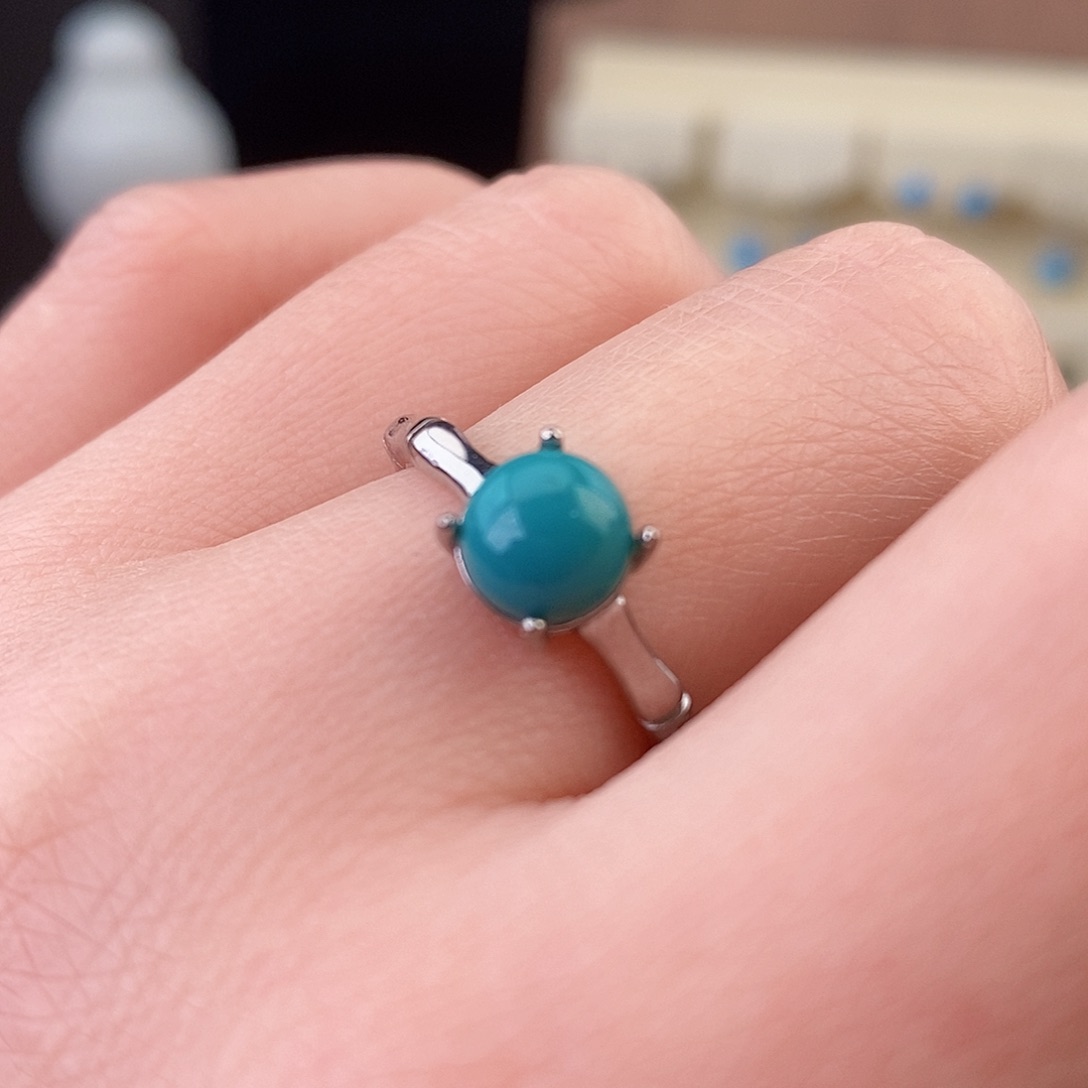 绿松石银S925镶嵌戒指