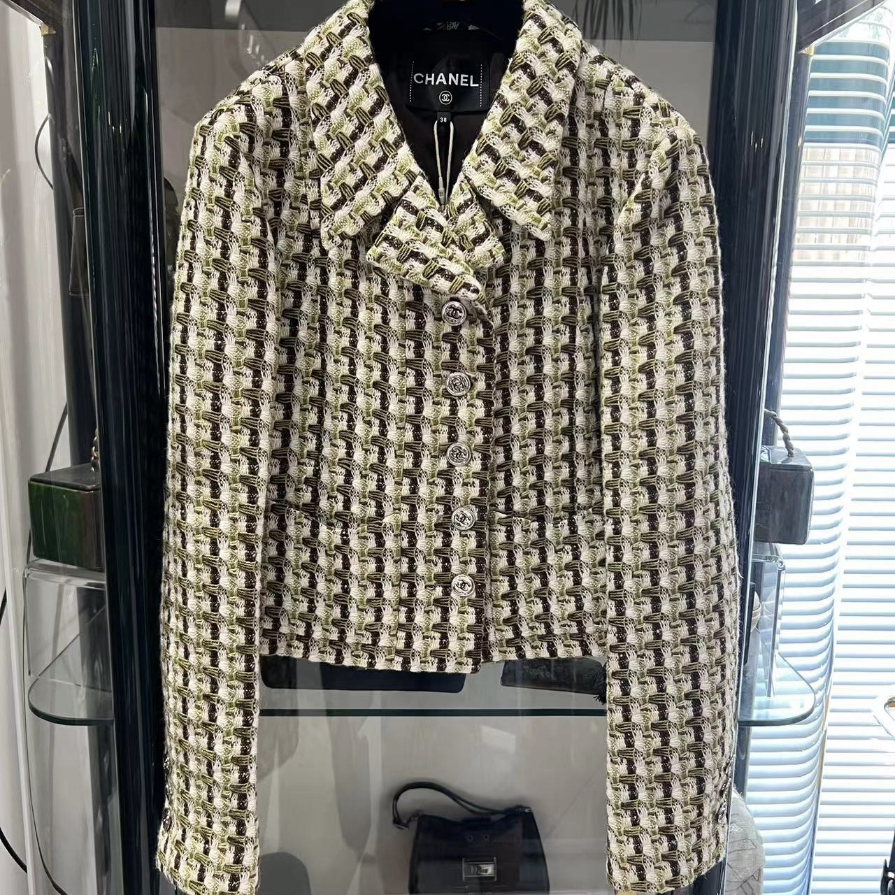 95新 Chanel/香奈儿 23A 达喀尔牛油果配色外套 38码 