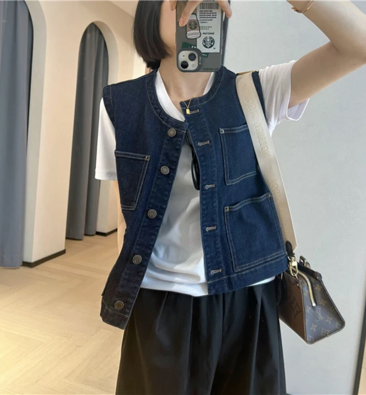 「时髦复古牛仔马甲」2025春秋百搭宽松叠穿坎肩马夹女上衣女