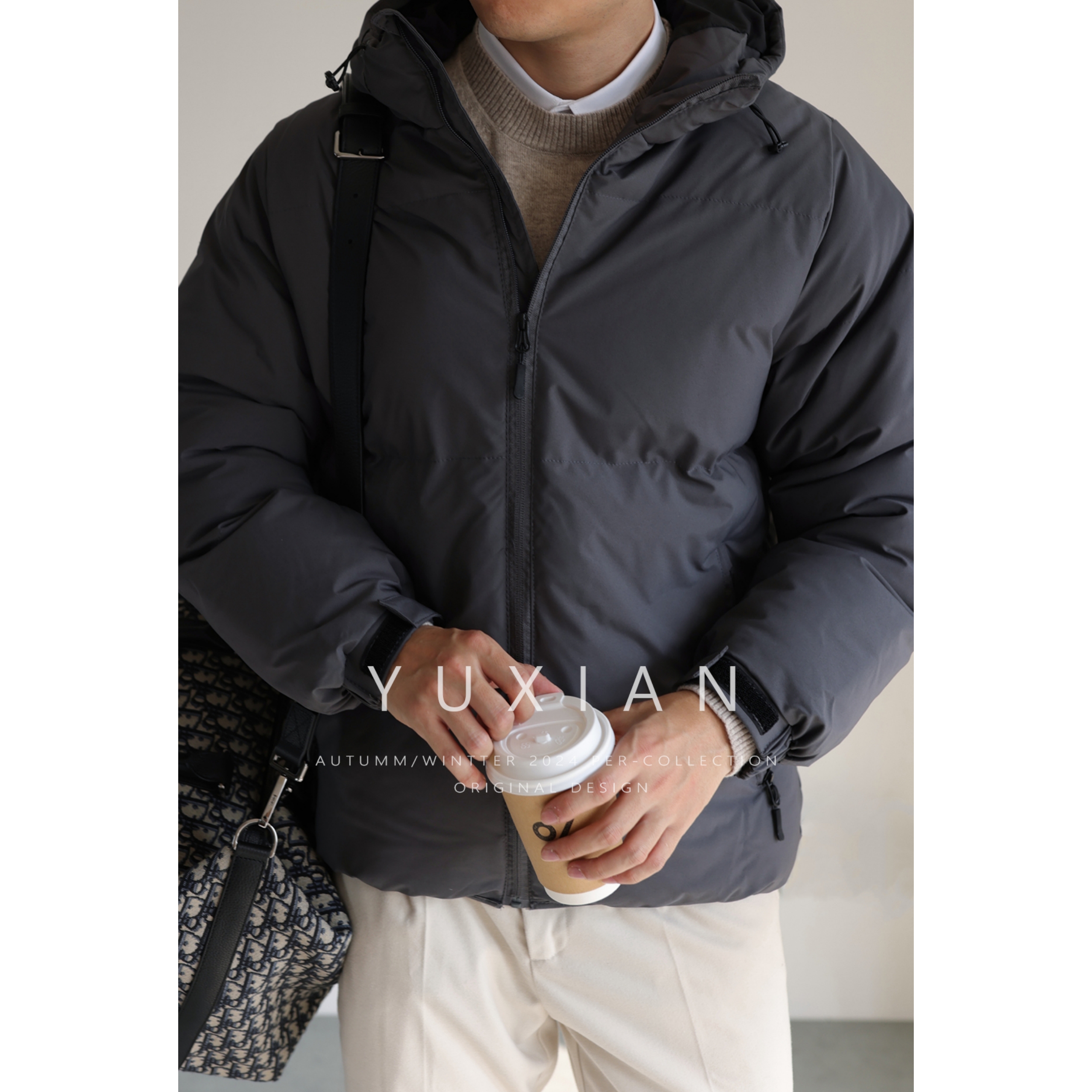 YUXIAN空气感高领连帽保暖HEAT PADDED保暖棉服休闲商务外套冬季