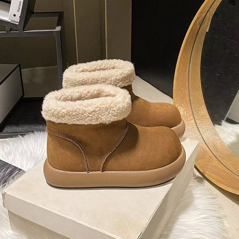 丑萌大头雪地靴女2025冬季新款小土豆毛毛短靴厚底加绒加厚189