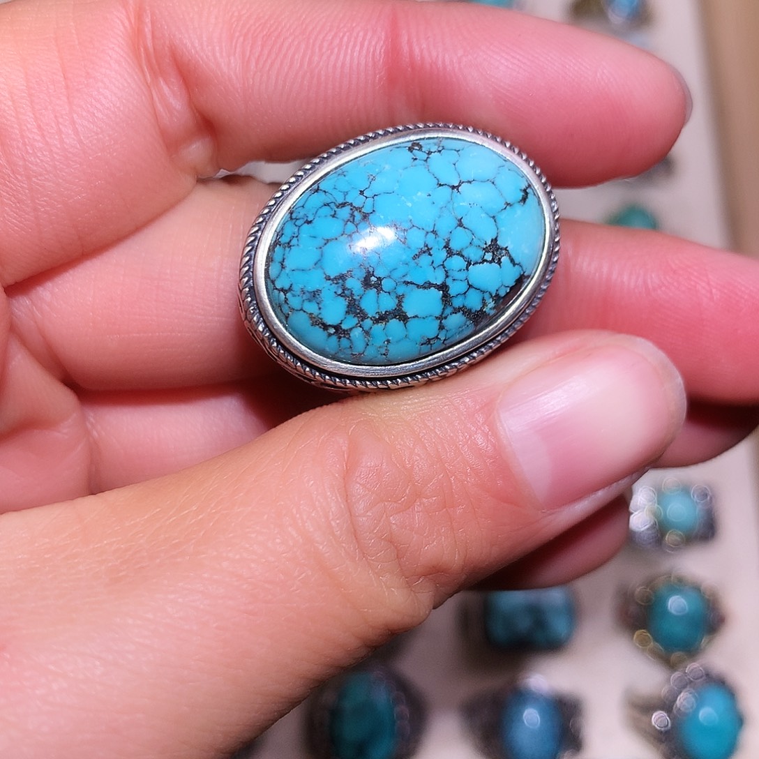 1***@绿松石银S925镶嵌戒指