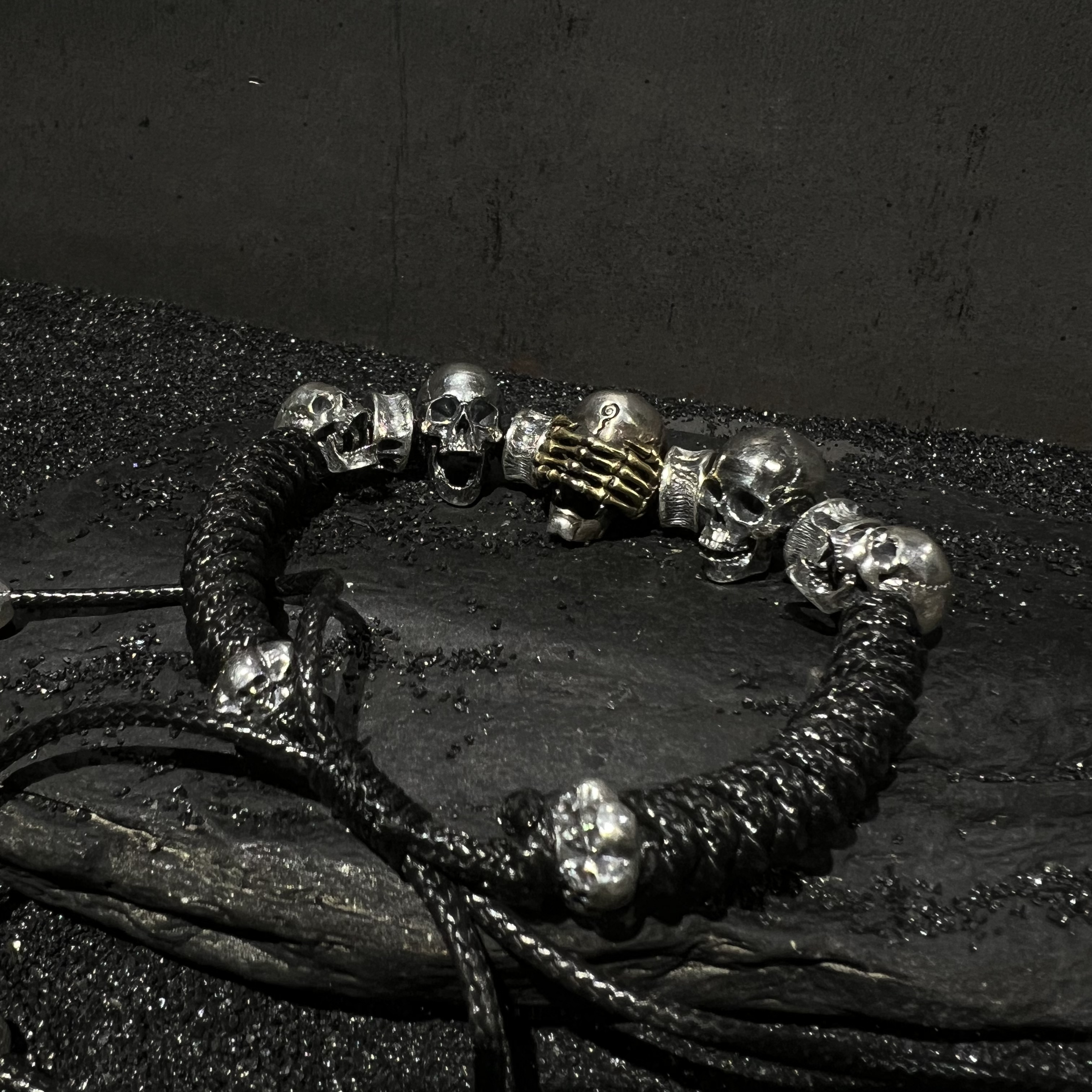 吊坠925银 灵史会馆-925银-骷髅编织手链