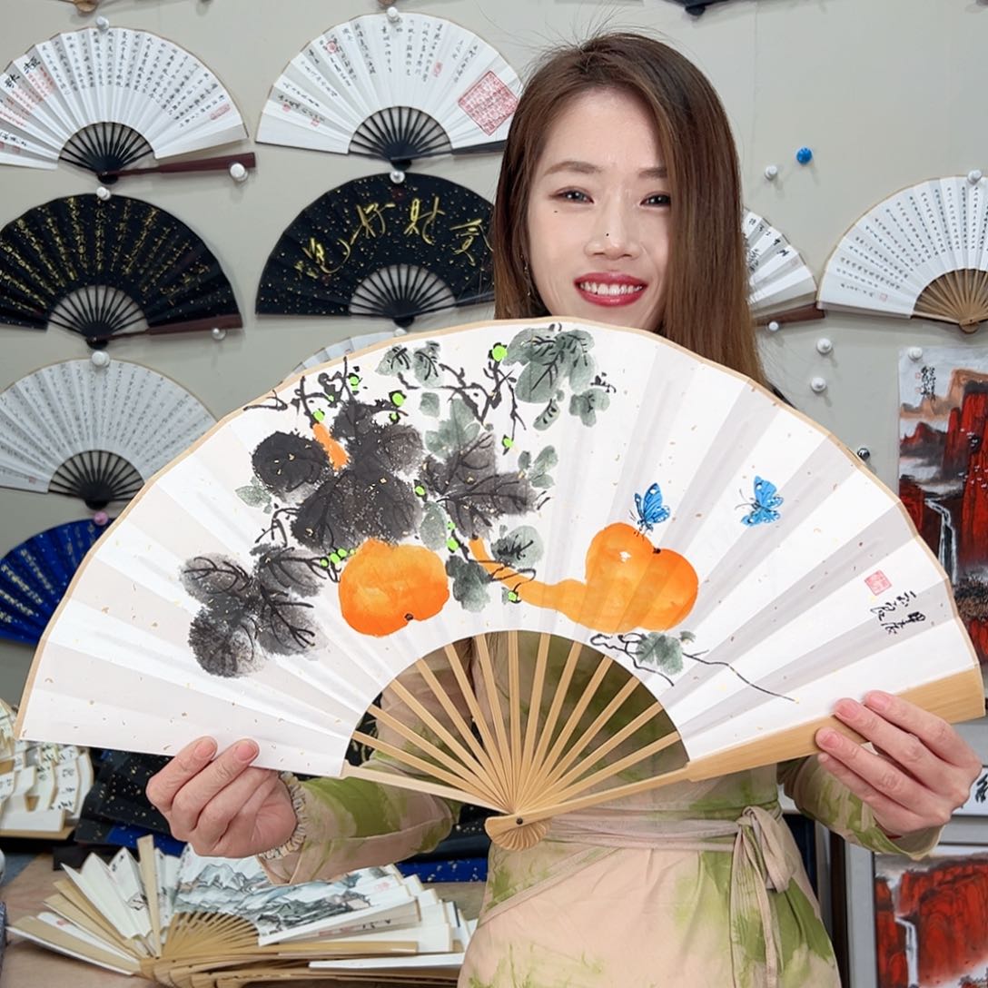 书法十寸玉竹-文玩扇-手写-粘好发出