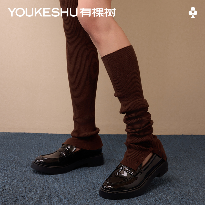 【羊毛保暖】有棵树秋冬女袜套堆堆袜黑色可调节纽扣长袜防滑腿套