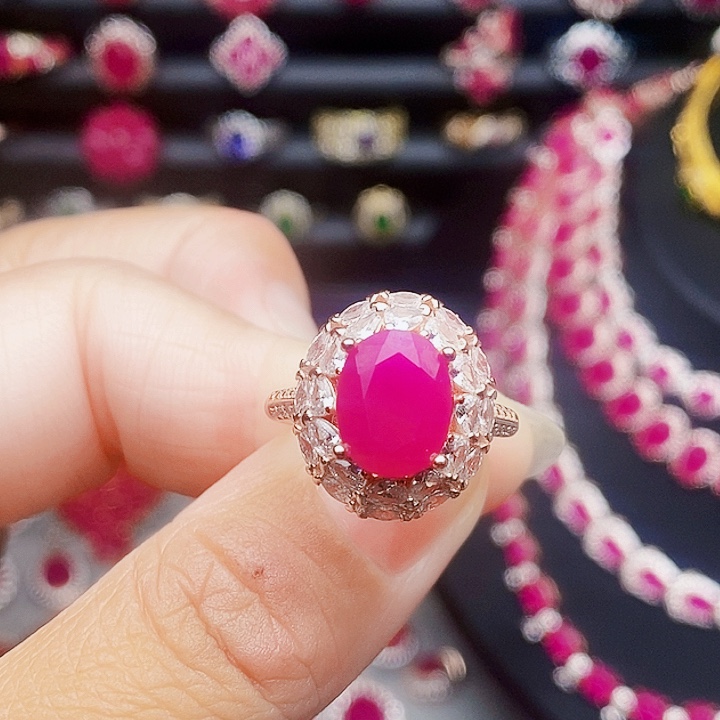 红宝石银S925镶嵌戒指