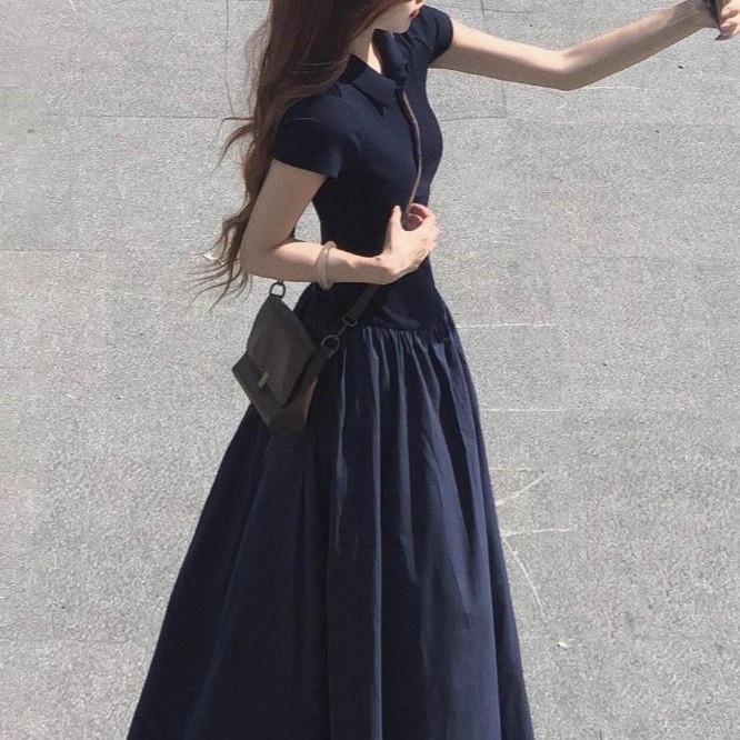 1-50海边度假清冷系禅意女士长袖连衣裙夏季新款