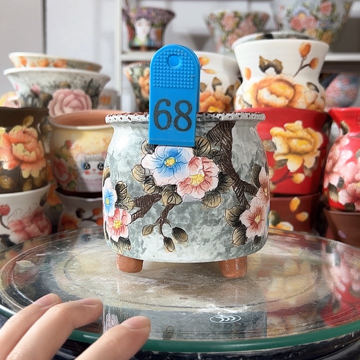 景德镇手绘花盆满38包邮